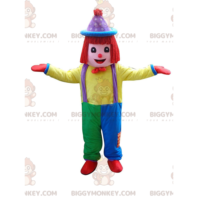 BIGGYMONKEY™ costume mascotte clown multicolore, costume da