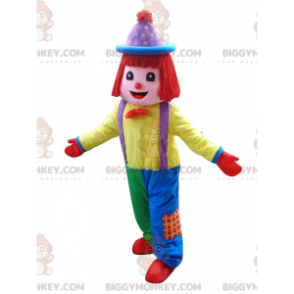 BIGGYMONKEY™ maskot kostume flerfarvet klovn, cirkus