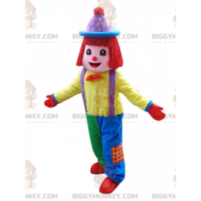BIGGYMONKEY™ maskotdräkt mångfärgad clown