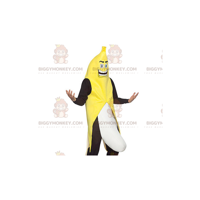 Costume mascotte BIGGYMONKEY™ giallo banana gigante in bianco e