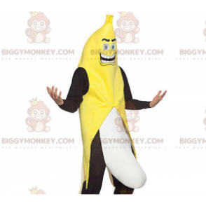 Costume mascotte BIGGYMONKEY™ giallo banana gigante in bianco e