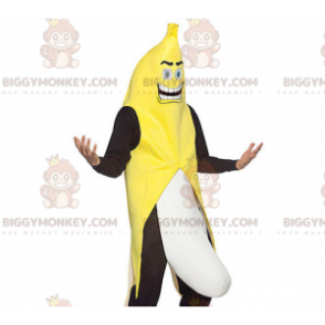Obří banánově žlutá Černobílý kostým maskota BIGGYMONKEY™ –