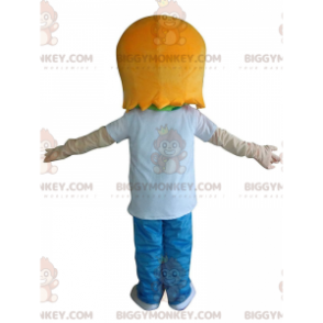 BIGGYMONKEY™ mascot costume boy, young man with orange glasses