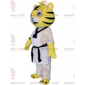 Costume de mascotte BIGGYMONKEY™ de tigre en tenue de karaté