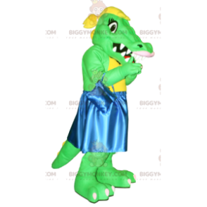 Disfraz de mascota cocodrilo verde y amarillo BIGGYMONKEY™ con