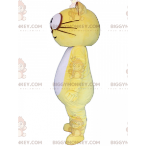 BIGGYMONKEY™ maskot kostume gul og hvid kat, farverigt