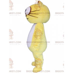 BIGGYMONKEY™ Maskottchenkostüm gelbe und weiße Katze, buntes