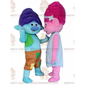 2 colorful troll mascot BIGGYMONKEY™s, a blue boy and a pink