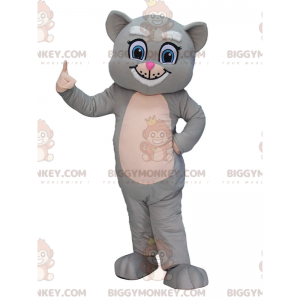 BIGGYMONKEY™ mascottekostuum grijze en witte kat met blauwe