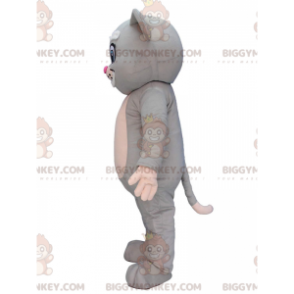 BIGGYMONKEY™ costume da mascotte gatto grigio e bianco con