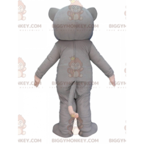 Traje de mascote BIGGYMONKEY™ gato cinza e branco com olhos