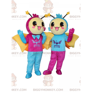 2 BIGGYMONKEY's mascotte van lachende vlinders, warme kostuums