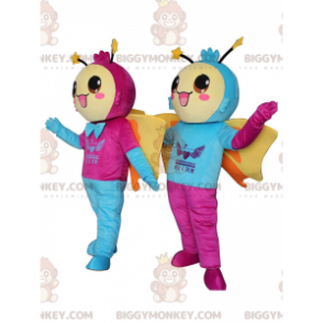 2 BIGGYMONKEY™s mascot of smiling butterflies, warm costumes –