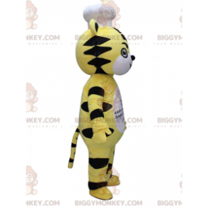 BIGGYMONKEY™ gul, hvid og sort tigermaskotkostume med hat -