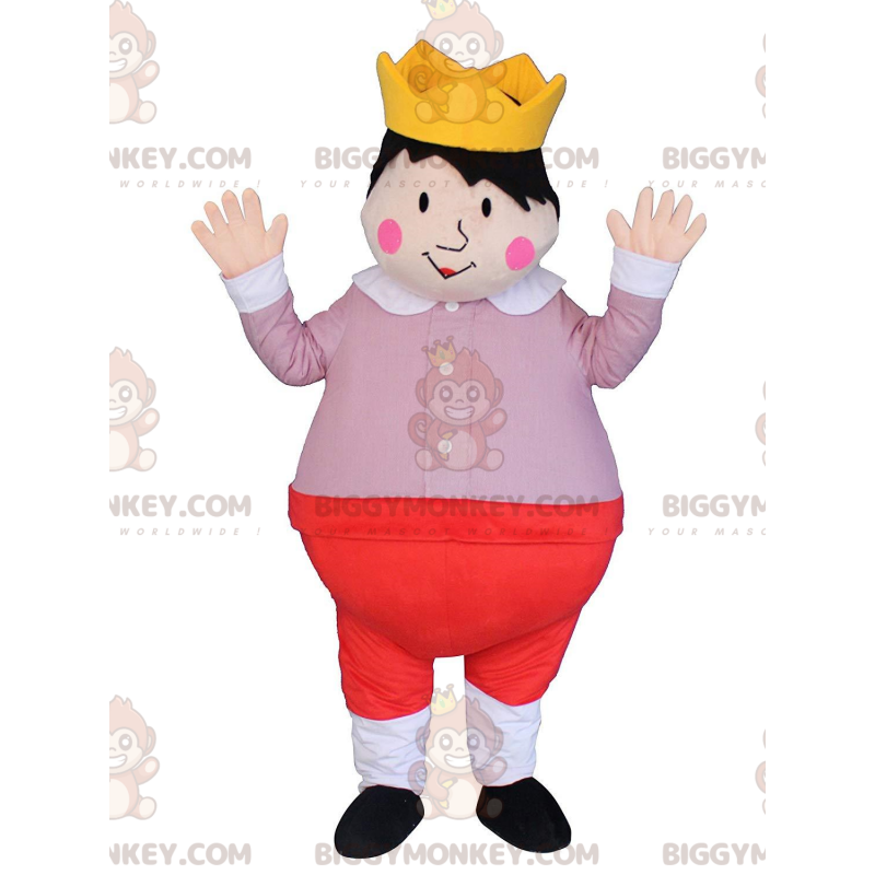 Kid King BIGGYMONKEY™ mascottekostuum, prinskostuum met kroon -
