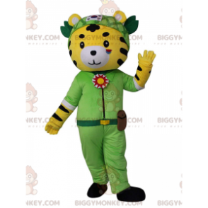 BIGGYMONKEY™ Costume da mascotte Tigre gialla, bianca e nera in