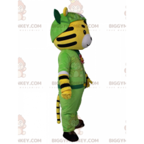 Costume de mascotte BIGGYMONKEY™ de tigre jaune, blanc et noir