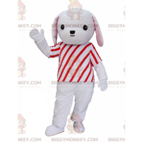 BIGGYMONKEY™ maskotkostume Grå og hvid hvalp med rødt og hvidt