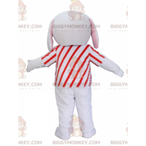 BIGGYMONKEY™ maskotkostume Grå og hvid hvalp med rødt og hvidt
