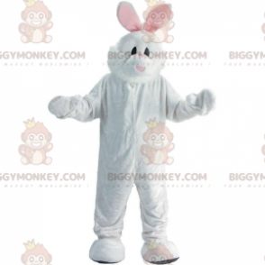 Fantasia de mascote de coelho branco e rosa BIGGYMONKEY™