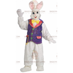 Bunny BIGGYMONKEY™ mascottekostuum met kleurrijk vest, groot