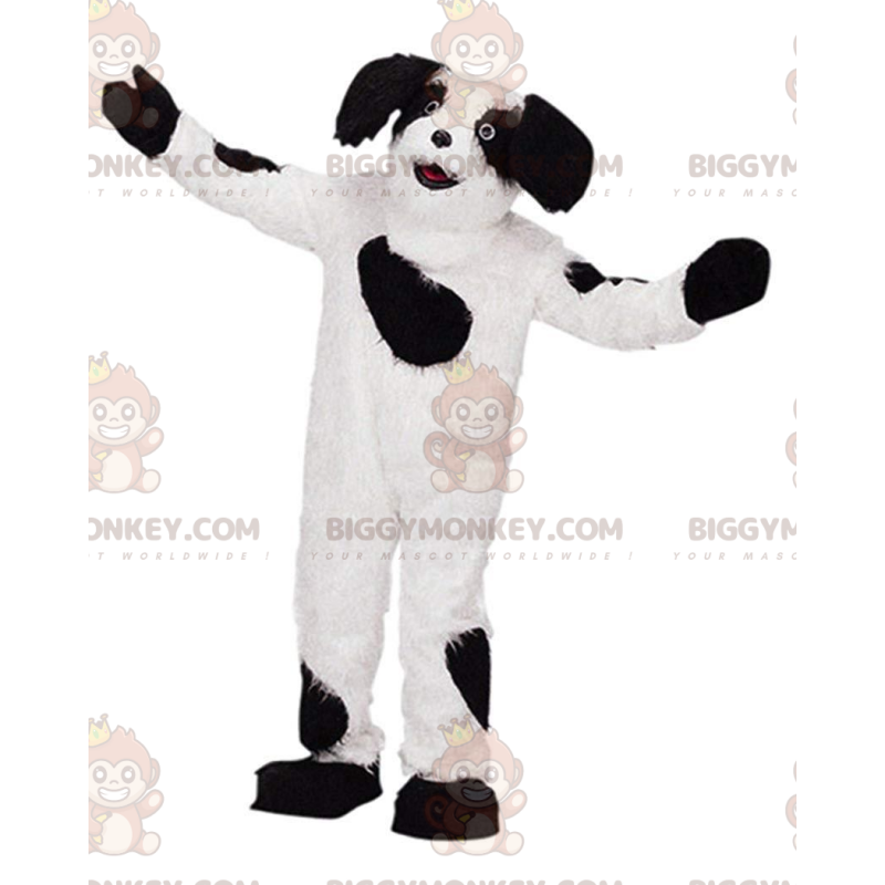 Hvid og sort hund BIGGYMONKEY™ maskotkostume, plys hundekostume