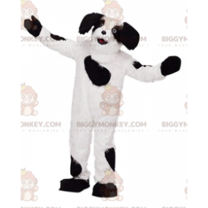 Witte en zwarte hond BIGGYMONKEY™ mascottekostuum, pluche