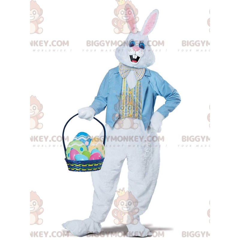 Costume da mascotte BIGGYMONKEY™ da coniglio bianco con gilet