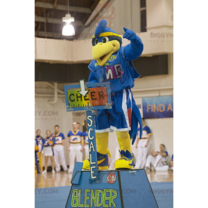 Costume de mascotte BIGGYMONKEY™ d'oiseau bleu et jaune en