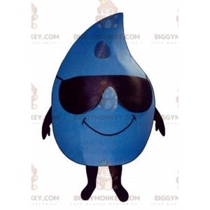 Giant Blue Drop BIGGYMONKEY™ maskotdräkt med solglasögon -