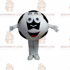 Weißer und schwarzer Fußball BIGGYMONKEY™ Maskottchen-Kostüm