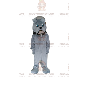 BIGGYMONKEY™ Mascottekostuum van Sulky Grey Bulldog, Grey Dog