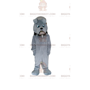 Maskotka BIGGYMONKEY™ Sulky Grey Bulldog, Grey Dog Costume -