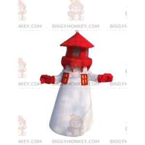 Costume da mascotte BIGGYMONKEY™ faro bianco e rosso, costume