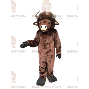 Gigantische bruine bizon BIGGYMONKEY™ mascottekostuum