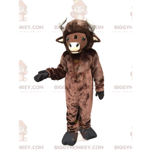 Traje de mascote de bisão marrom gigante BIGGYMONKEY™, traje de