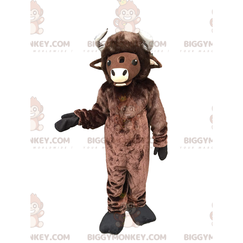 Costume de mascotte BIGGYMONKEY™ de bison marron géant, costume