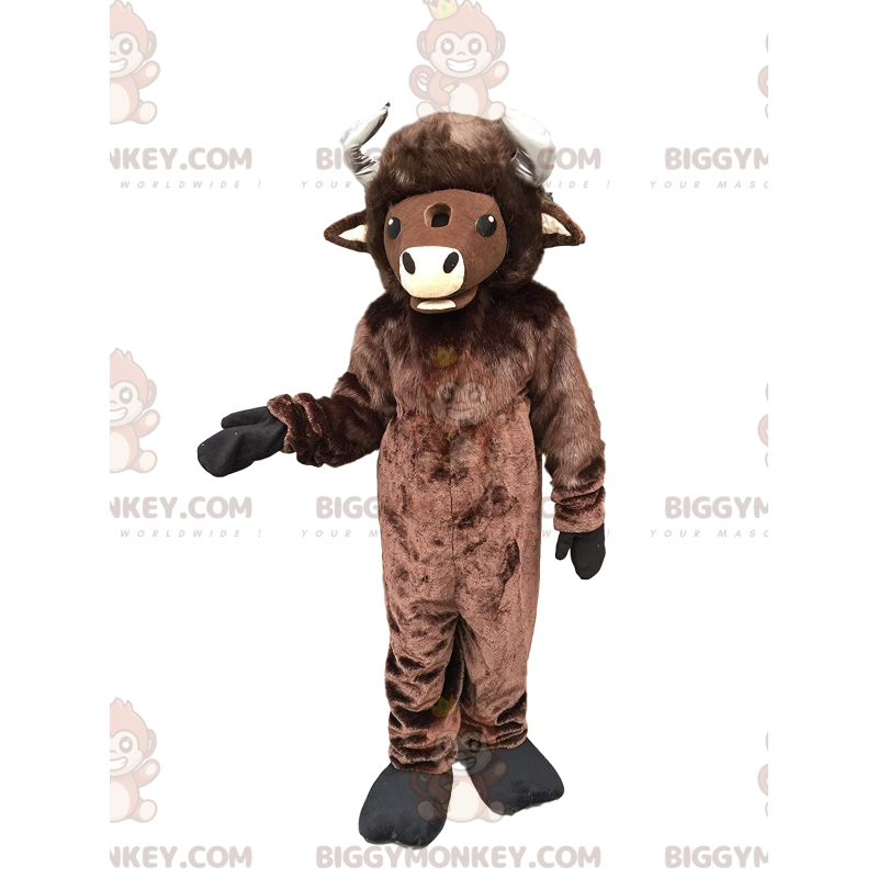 Costume mascotte bisonte marrone gigante BIGGYMONKEY™, costume