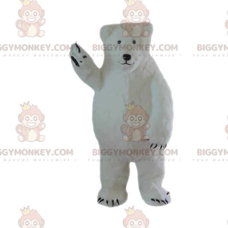 Mycket lurvig isbjörn BIGGYMONKEY™ maskotdräkt, vit