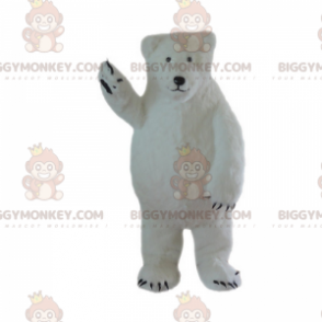 Sehr pelziger Eisbär BIGGYMONKEY™ Maskottchen-Kostüm, weißer