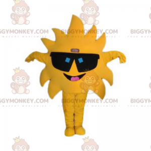 Disfraz de mascota BIGGYMONKEY™ Sol amarillo gigante con gafas