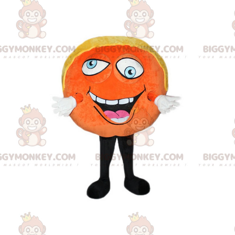 Orange cake BIGGYMONKEY™ mascot costume, fun and colorful cake