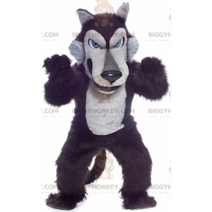 Schwarzer und grauer Wolf BIGGYMONKEY™ Maskottchen-Kostüm