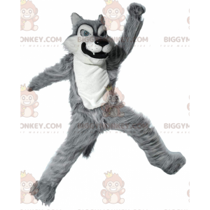 Traje de mascote BIGGYMONKEY™ Lobo Cinzento e Branco, Traje