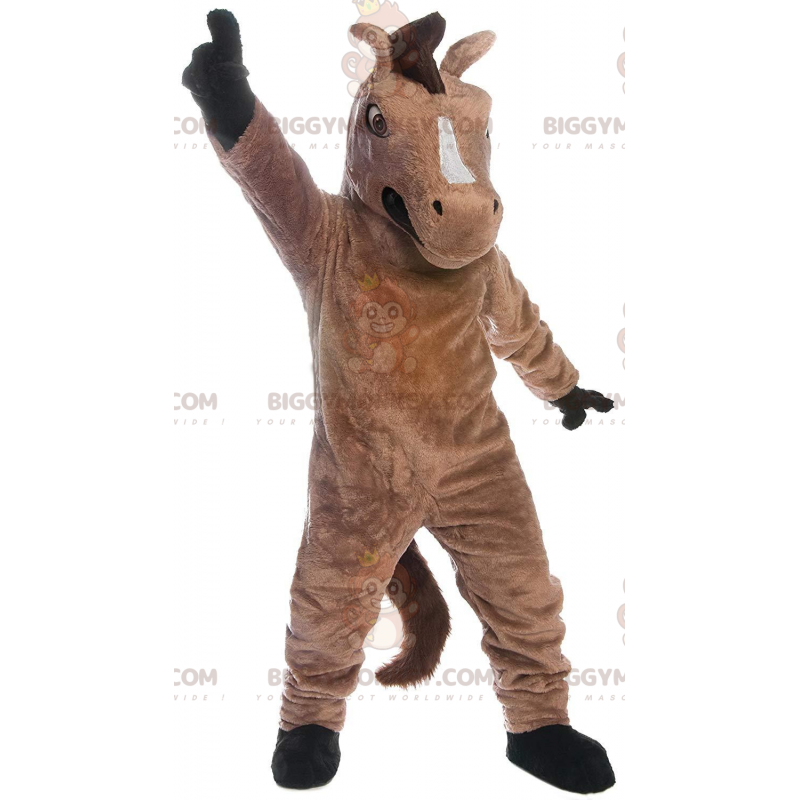 Bruin paard BIGGYMONKEY™ mascottekostuum, realistisch