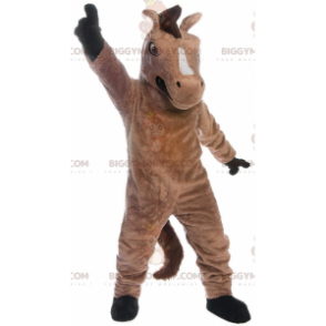 Costume mascotte cavallo marrone BIGGYMONKEY™, costume Mustang