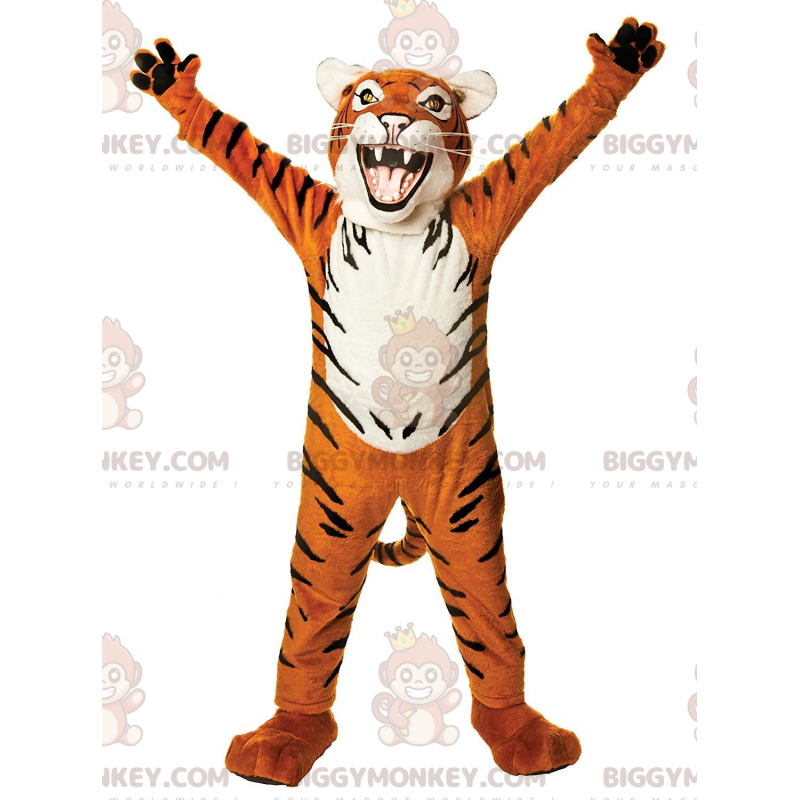 Kostým maskota BIGGYMONKEY™ s divokým oranžovým, bílým a černým