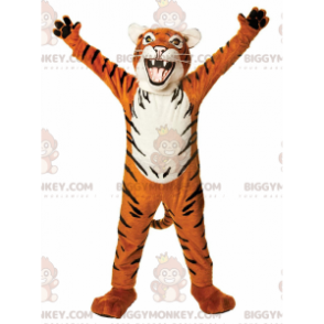 Costume de mascotte BIGGYMONKEY™ de tigre orange, blanc et noir