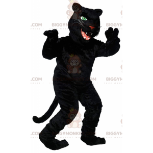 BIGGYMONKEY™ costume mascotte pantera nera con grandi zanne