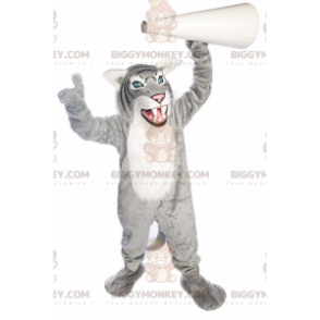 BIGGYMONKEY™ Maskottchen-Kostüm Grauer und weißer Tiger